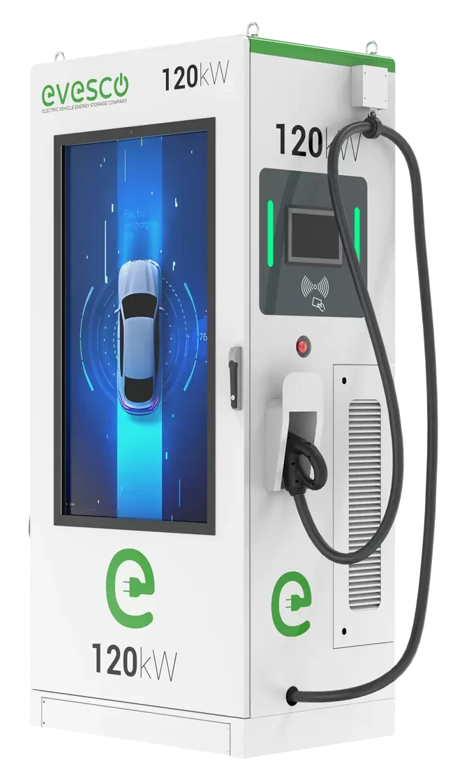 EVESCO 120 kW E-auto uzlādes stacija ar 55'' media ekrānu EVDC-120S-EU